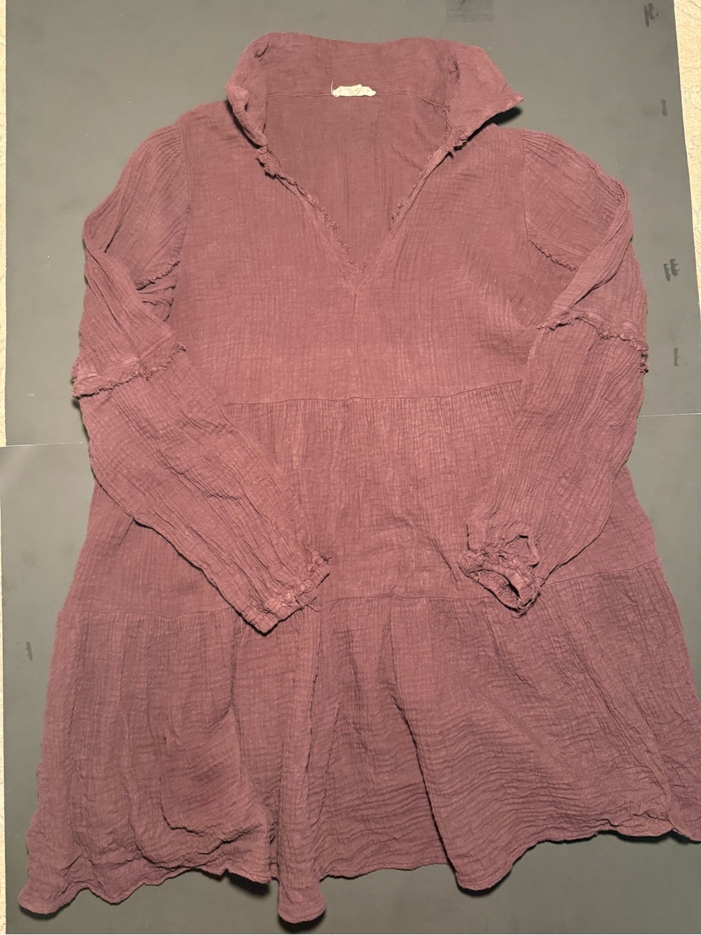 easel Dusty Mauve Gauze Long Sleeve Tunic Dress